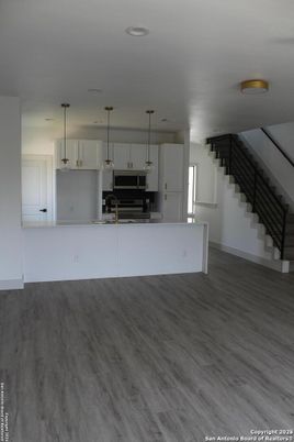 Interior, Kitchen, Pendant Lights, Wood Texture Flooring
