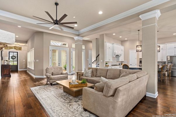 Interior, Kitchen, Living room, Pendant Lights, Recessed Lighting, Wood Texture Flooring
