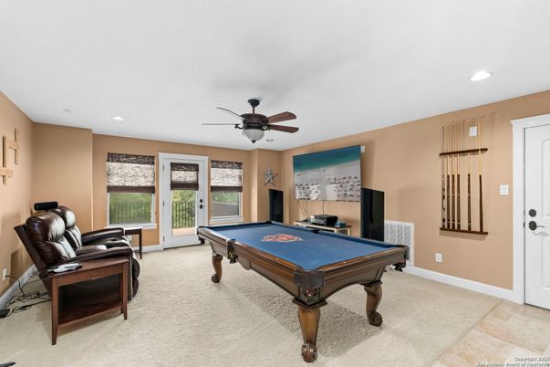 Billiard Table, Game Room, Interior, Recessed Lighting