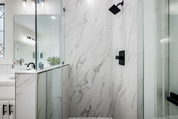 Bathroom, Glass Shower, Interior, Marble Walls