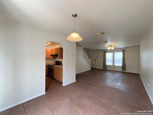 Empty room, Interior, Kitchen, Pendant Lights