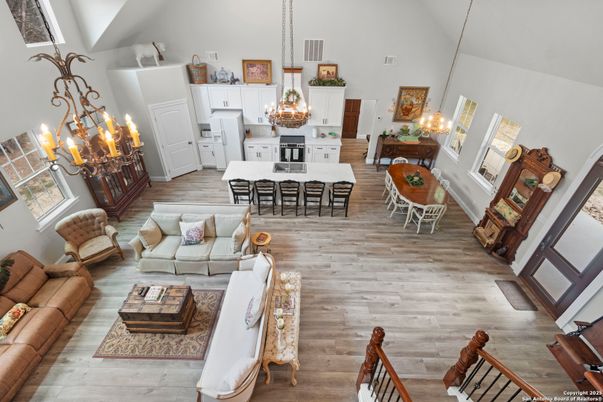 Chandelier, Dining room, Interior, Kitchen, Living room, Pendant Lights, Wood Texture Flooring