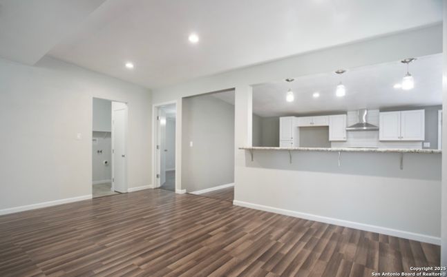 Interior, Kitchen, Pendant Lights, Recessed Lighting, Wood Texture Flooring