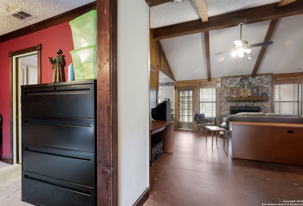 Fireplace, Interior, Living room, Stone Walls, Wooden Beams, Wood Texture Flooring