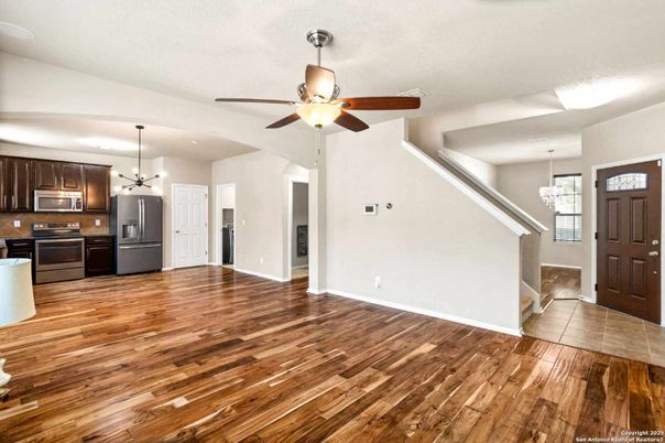 Chandelier, Interior, Kitchen, Pendant Lights, Wood Texture Flooring