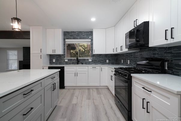Interior, Kitchen, Pendant Lights, Recessed Lighting, Wood Texture Flooring
