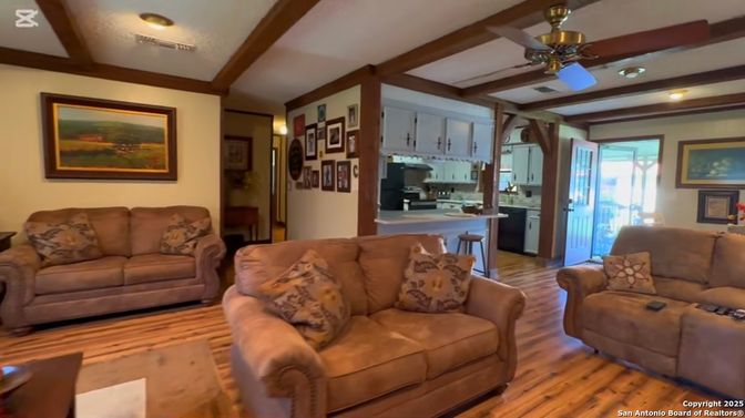 Interior, Kitchen, Living room, Recessed Lighting, Wood Texture Flooring