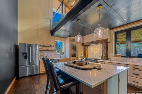 Interior, Kitchen, Pendant Lights, Stainless Steel Appliances, Wood Texture Flooring