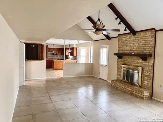 Empty room, Fireplace, Interior, Kitchen, Stone Walls