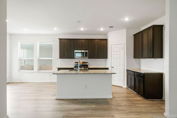 Interior, Kitchen, Recessed Lighting, Wood Texture Flooring