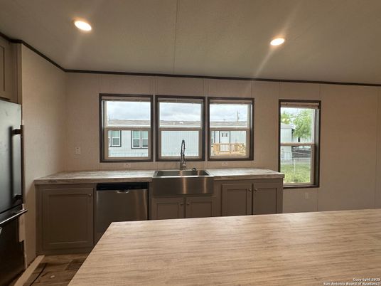 Interior, Kitchen, Recessed Lighting, Wood Texture Flooring