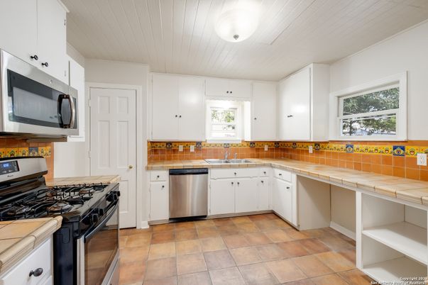 Interior, Kitchen, Stainless Steel Appliances, Tile Countertops
