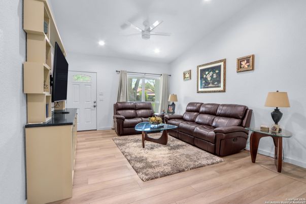 Interior, Living room, Recessed Lighting, Wood Texture Flooring