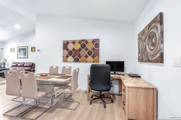 Home Office, Interior, Recessed Lighting, Wood Texture Flooring