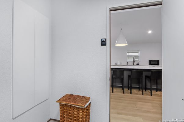 Interior, Kitchen, Pendant Lights, Recessed Lighting, Wood Texture Flooring
