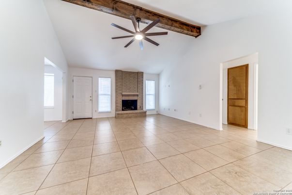 Empty room, Fireplace, Interior, Wooden Beams