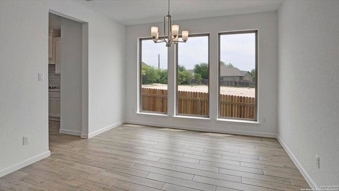 Empty room, Interior, Pendant Lights, Wood Texture Flooring