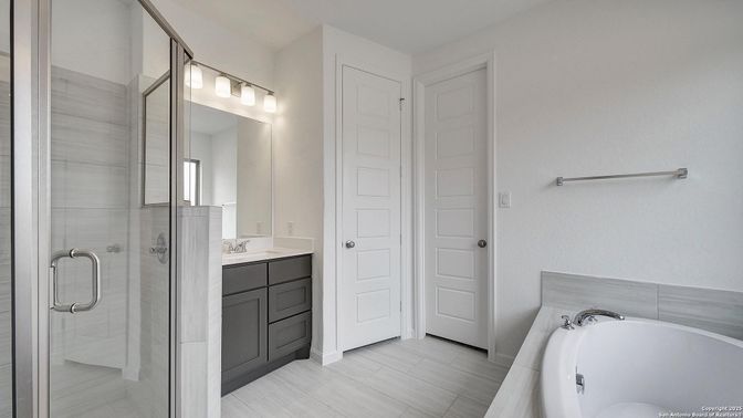 Bathroom, Dual Sink Vanities, Glass Shower, Interior