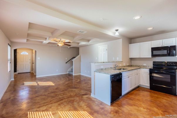 Interior, Kitchen, Recessed Lighting, Wood Texture Flooring