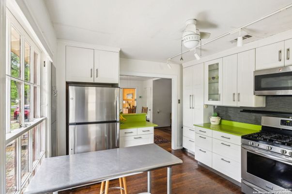 Interior, Kitchen, Stainless Steel Appliances, Wood Texture Flooring