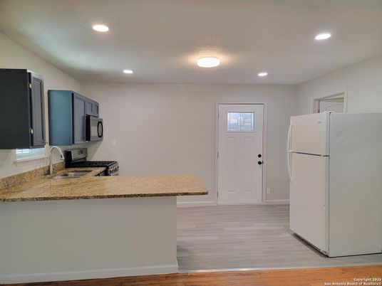 Interior, Kitchen, Recessed Lighting, Wood Texture Flooring