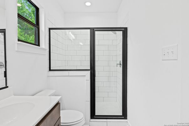 Bathroom, Glass Shower, Interior, Recessed Lighting