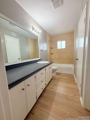 Bathroom, Dual Sink Vanities, Interior, Wood Texture Flooring