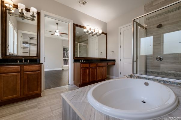 Bathroom, Glass Shower, Interior, Wood Texture Flooring