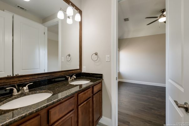 Bathroom, Dual Sink Vanities, Interior, Wood Texture Flooring