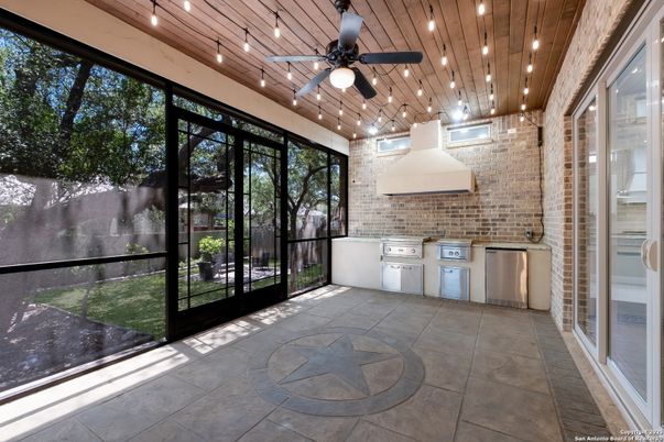 Interior, Recessed Lighting, Stone Walls, Wooden Ceilings