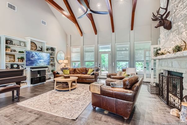 Fireplace, Interior, Living room, Piano, Wooden Beams, Wood Texture Flooring