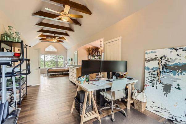 Fitness Equipment, Home Office, Interior, Wooden Beams, Wood Texture Flooring