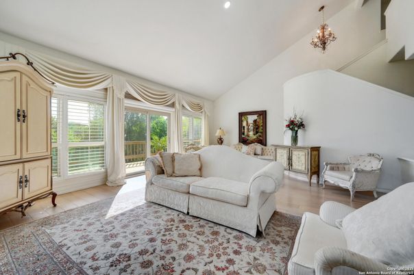 Chandelier, Interior, Living room, Recessed Lighting, Wood Texture Flooring