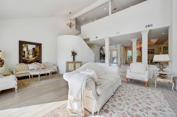 Chandelier, Interior, Living room, Recessed Lighting, Wood Texture Flooring