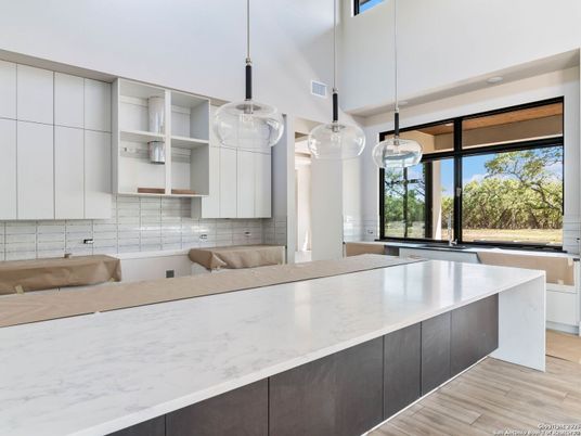 Interior, Kitchen, Pendant Lights, Wood Texture Flooring