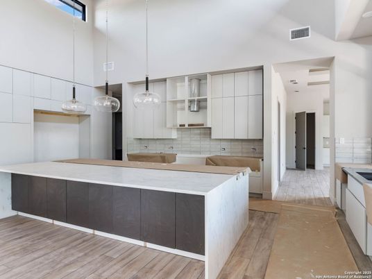 Interior, Kitchen, Pendant Lights, Wood Texture Flooring