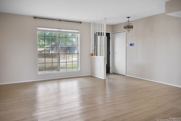 Chandelier, Empty room, Interior, Wood Texture Flooring