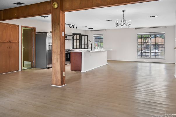 Chandelier, Interior, Kitchen, Wood Texture Flooring