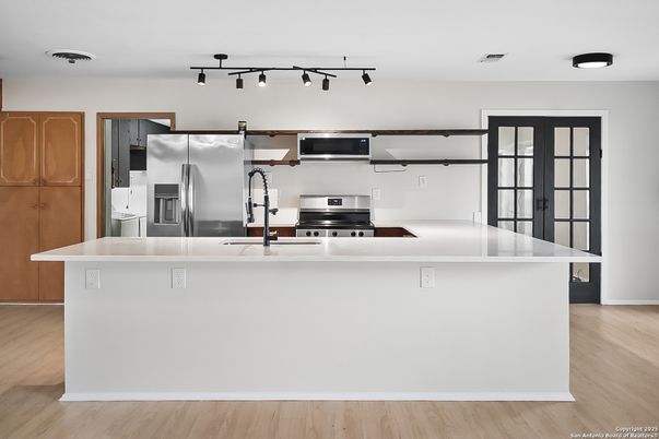 Interior, Kitchen, Stainless Steel Appliances, Wood Texture Flooring
