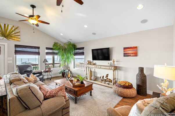 Interior, Living room, Recessed Lighting, Wood Texture Flooring