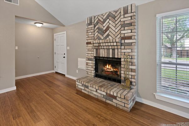 Fireplace, Interior, Stone Walls, Wood Texture Flooring
