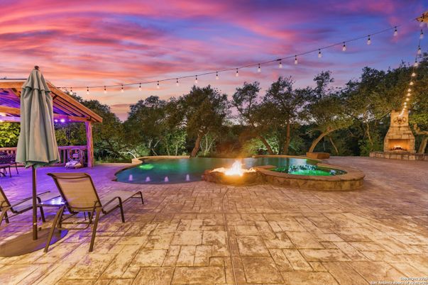Exterior, Fireplace, Pool