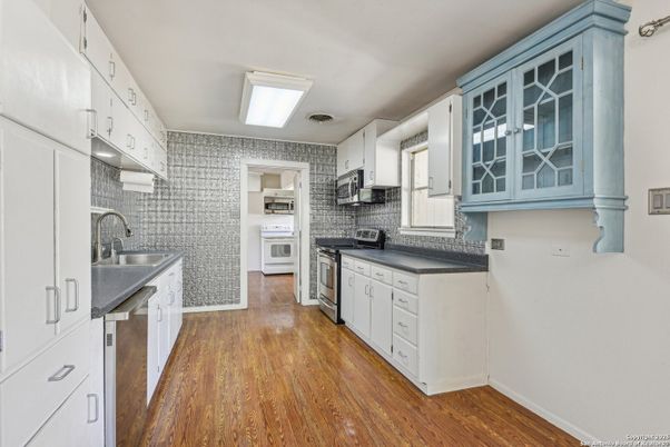 Interior, Kitchen, Stainless Steel Appliances, Wood Texture Flooring
