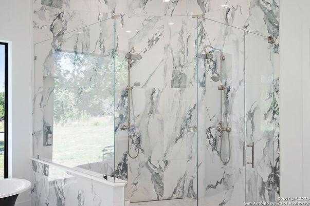 Bathroom, Glass Shower, Interior, Marble Walls