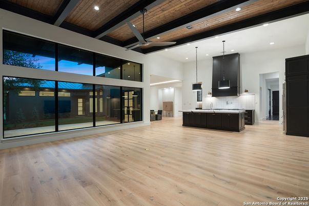 Interior, Kitchen, Pendant Lights, Recessed Lighting, Wooden Beams, Wooden Ceilings, Wood Texture Flooring