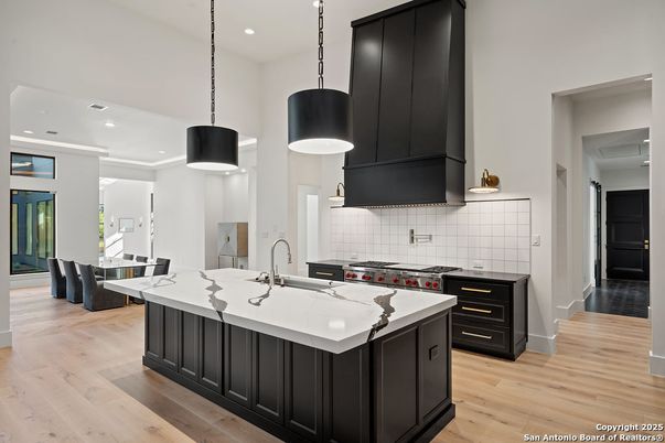 Interior, Kitchen, Pendant Lights, Recessed Lighting, Wood Texture Flooring