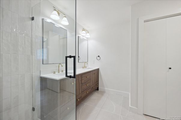 Bathroom, Dual Sink Vanities, Glass Shower, Interior