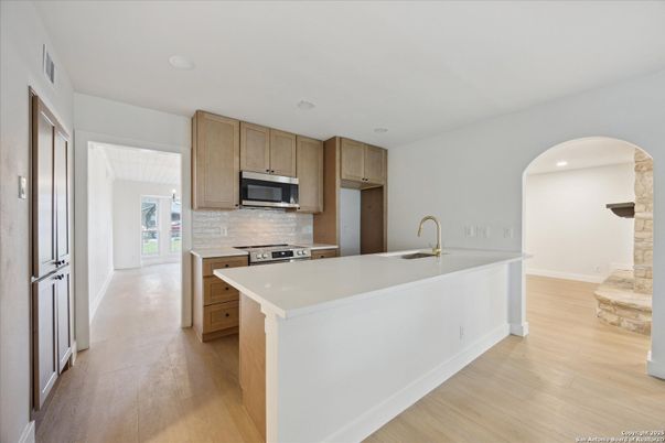 Interior, Kitchen, Recessed Lighting, Wood Texture Flooring