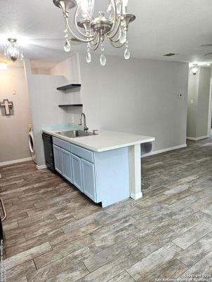 Chandelier, Interior, Kitchen, Wood Texture Flooring