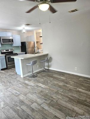 Interior, Kitchen, Stainless Steel Appliances, Wood Texture Flooring